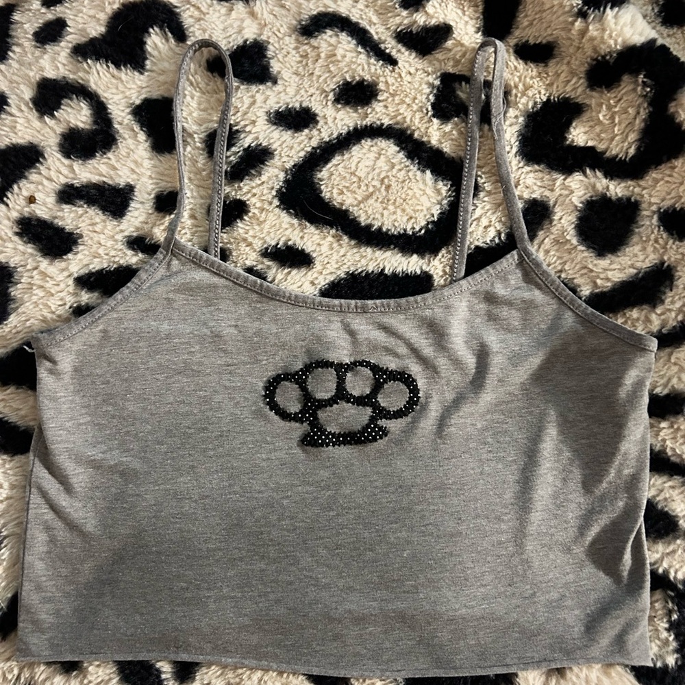 Grey Brass Knuckle Crop Top - Women